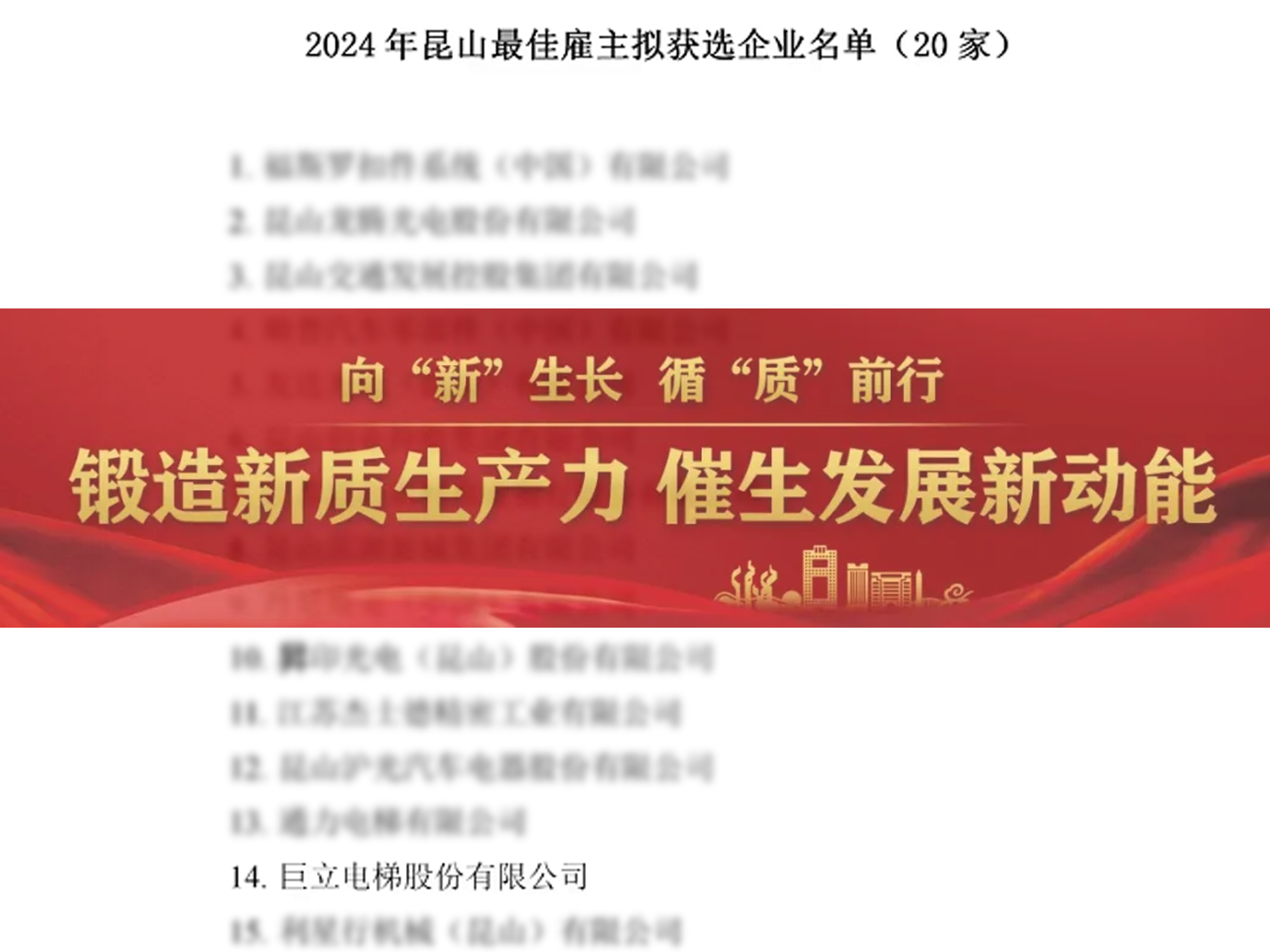【昆山市人力資源協(xié)會】巨立電梯入選2024年昆山最佳雇主名單